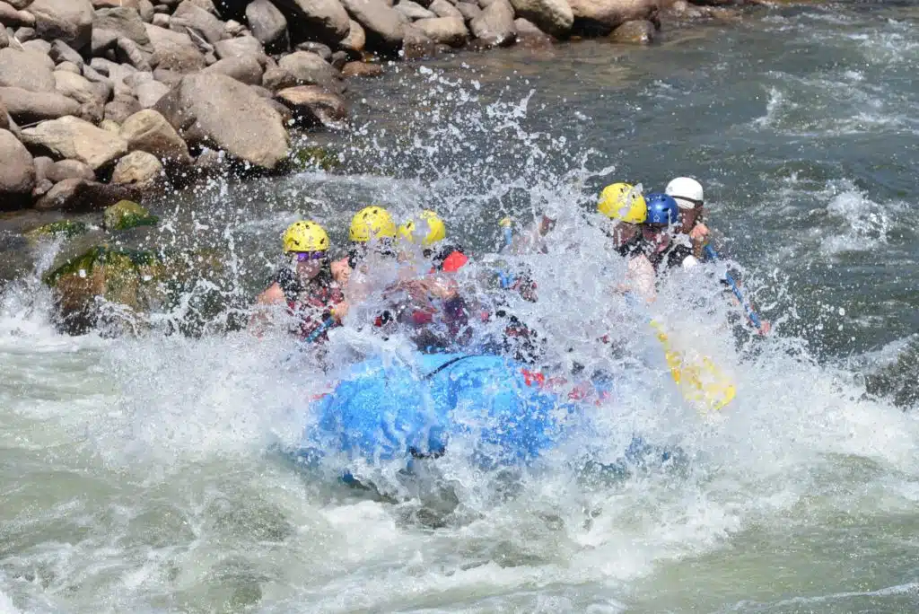 big splash on whole group in raft