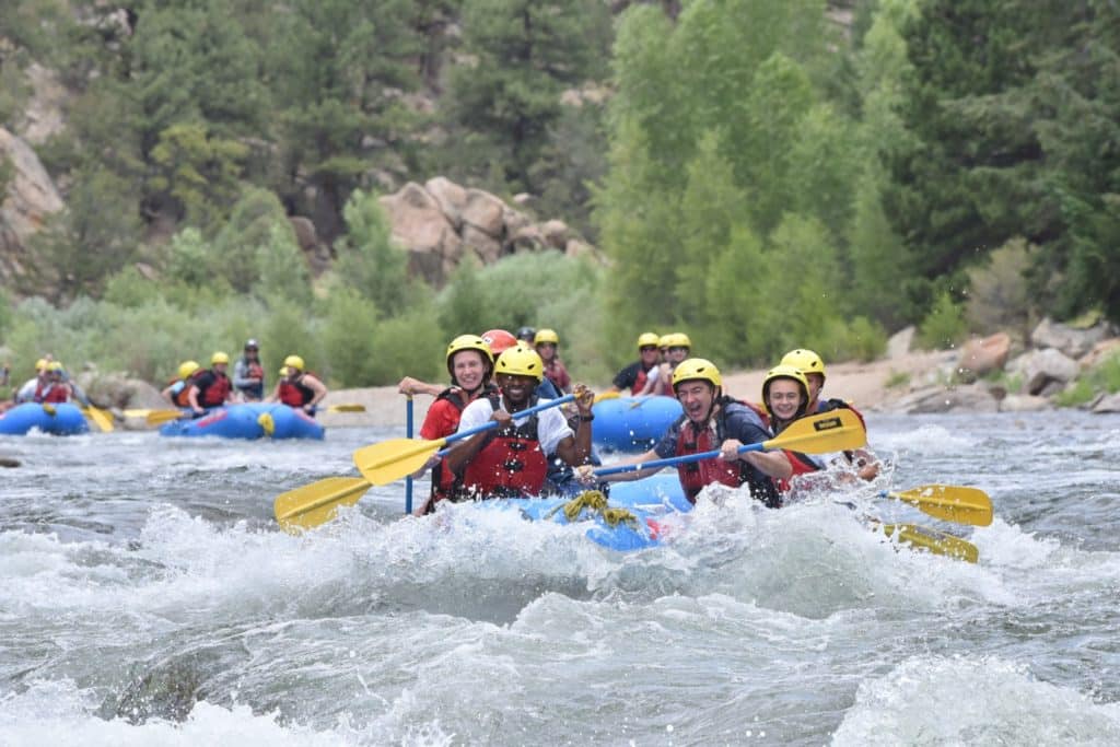 multiple rafts in whitewater