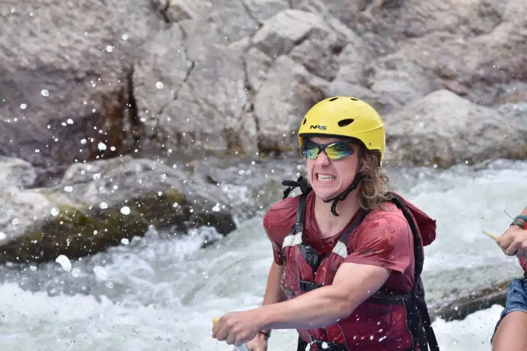 big grin while paddling