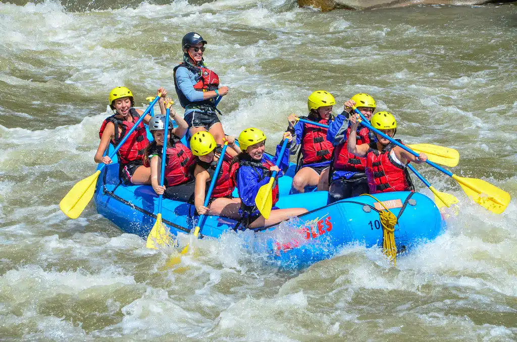 large group in a raft