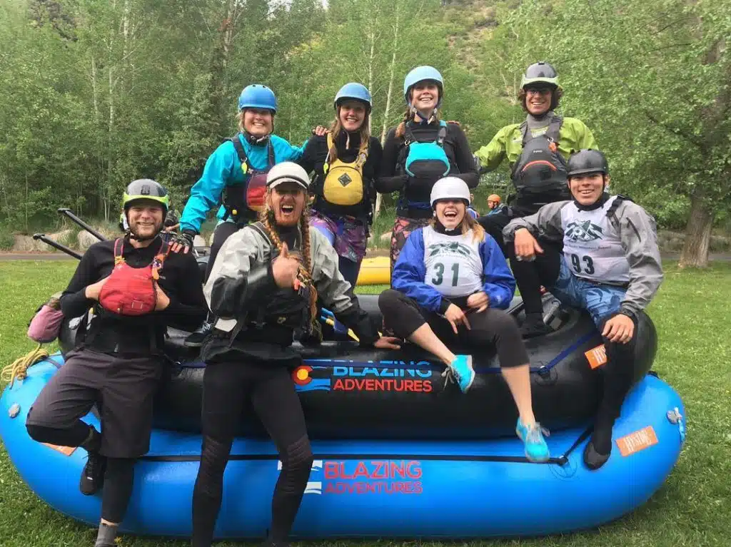 group on raft out of water