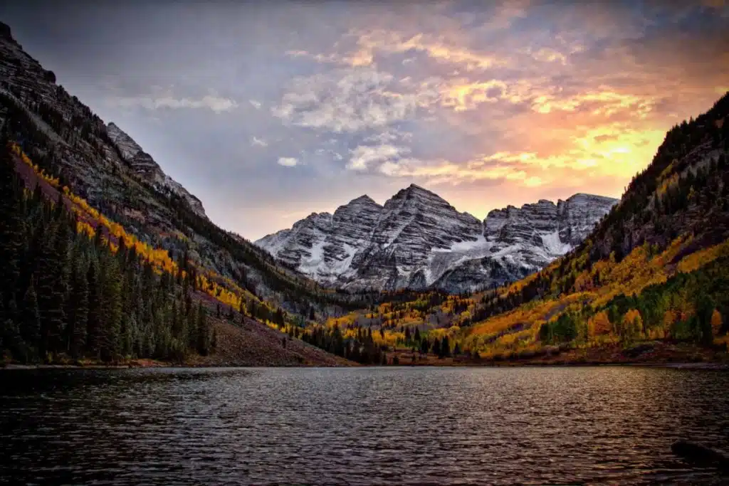 beautiful mountains and sunset